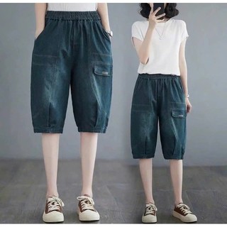 Quần ngố jean, Quần bò dáng lửng form baggy màu xanh đen phong cách thời trang năng động-M15