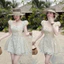 ĐẦM THÔ IN HOA TAY PHỒNG VIỀN REN ĐÍNH NƠ XOÈ BYJOLIE