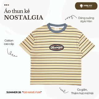 SS26 Áo thun kẻ trẻ em cotton dẻo NOSTALGIA size 14-38KG dáng suông style Hàn Quốc | Dương Oyy D010426233