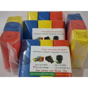 Túi Đựng Rác 3 Màu/ Đen (Bọc 3 Cuộn 1kg) và Sọt Rác Nhưa Mini loại tốt dai dẻo bọc rác 55 x 65cm