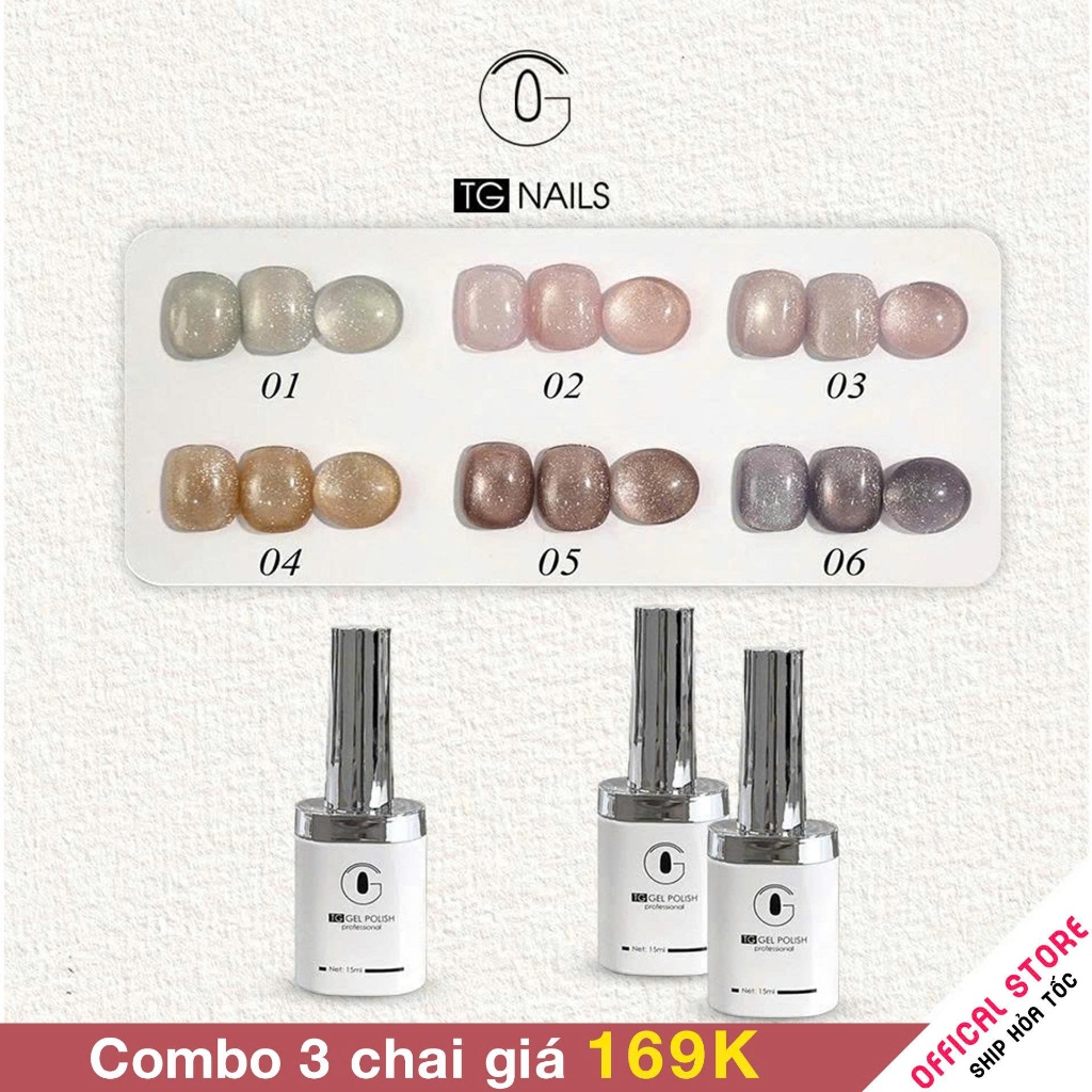 Sơn gel mắt mèo ánh sao chọn lẻ TG lấp lánh ánh kim