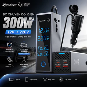 Bộ biến tần ô tô 300W chuyển đổi 12V sang 220V - Ổ cắm đa năng sạc nhanh trên xe hơi