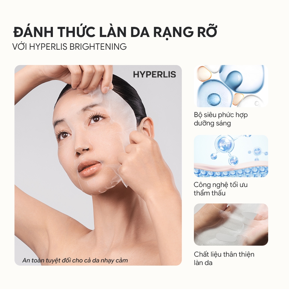 Mặt Nạ Dưỡng Sáng HYPERLIS BRIGHTENING GLOW MASK Niacinamide Tranexamic Acid Glutathione Mờ Thâm