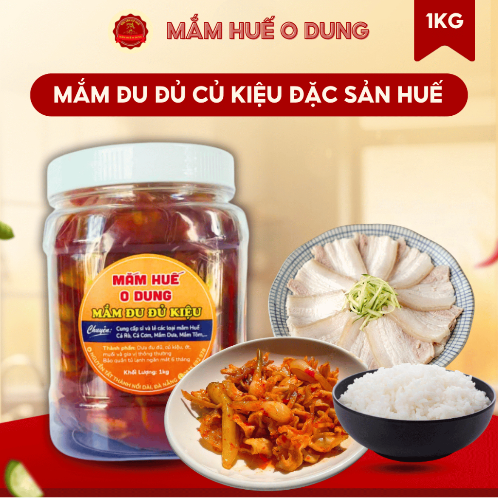 [1kg] Mắm Dưa Đu Đủ Củ Kiệu Đặc Sản Huế Chính Hiệu Ướp Gia Vị Vừa Ăn Chuẩn Vị Huế Mắm Huế O Dung