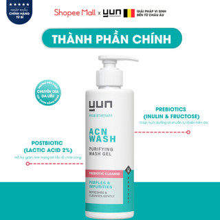 Gel rửa mặt an toàn với hệ vi sinh dành cho da mụn và da nhạy cảm YUN ACN Prebiotic Purifying  Wash 150ml