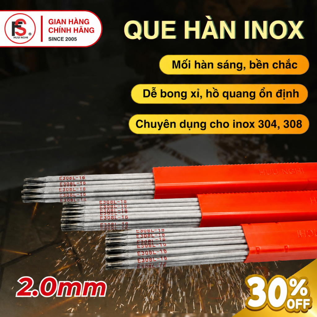 [TẶNG HỘP] Que Hàn Inox HN308 Hữu Nghị, Que 2.0mm - 2.6mm, Dùng Hàn ...
