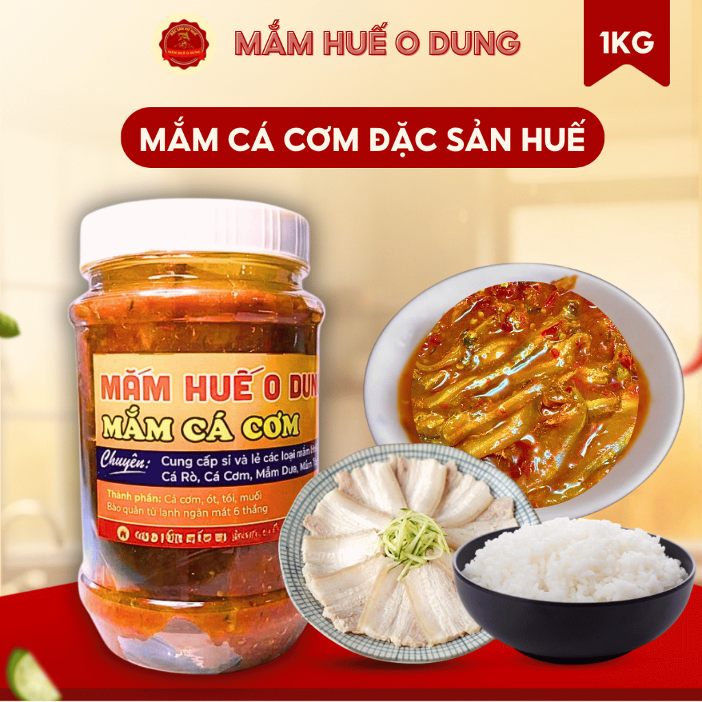 [Hũ 1Kg] Mắm Cá Cơm O Dung Mắm Ngon Hương Vị  Đậm Đà Thơm Ngon Đặc Sản Huế Chuẩn Vị
