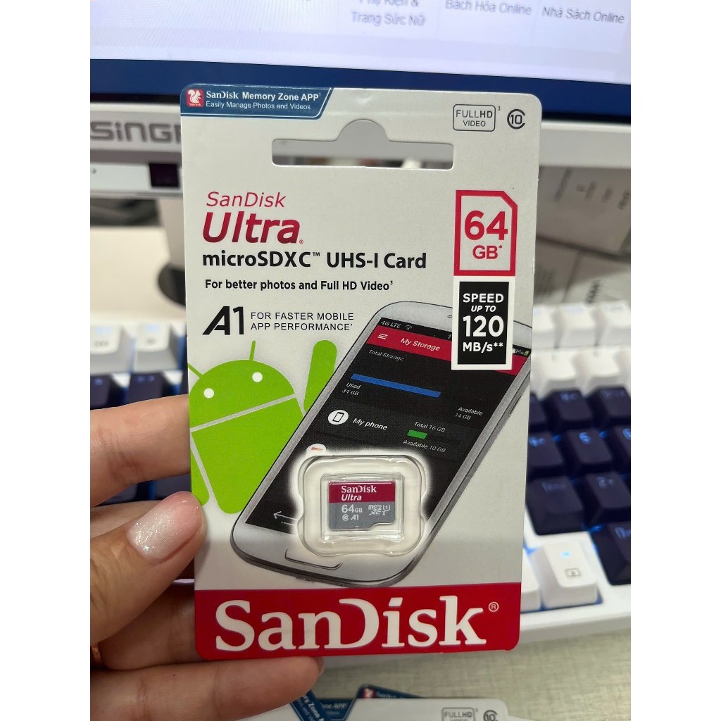 Thẻ Nhớ SanDisk 64GB Ultra Cho Camera Imou Ezviz Yoosee Điện Thoại Máy Ảnh Máy Quay Phim Tốc Độ Cao Chính Hãng