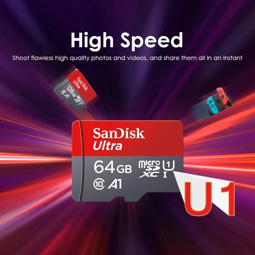 Thẻ Nhớ SanDisk 64GB Ultra Cho Camera Imou Ezviz Yoosee Điện Thoại Máy Ảnh Máy Quay Phim Tốc Độ Cao Chính Hãng