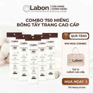 Combo 5 gói bông tẩy trang vuông Labon sạch sâu sạch sâu, mềm mịn Cotton Pad 150 miếng/gói
