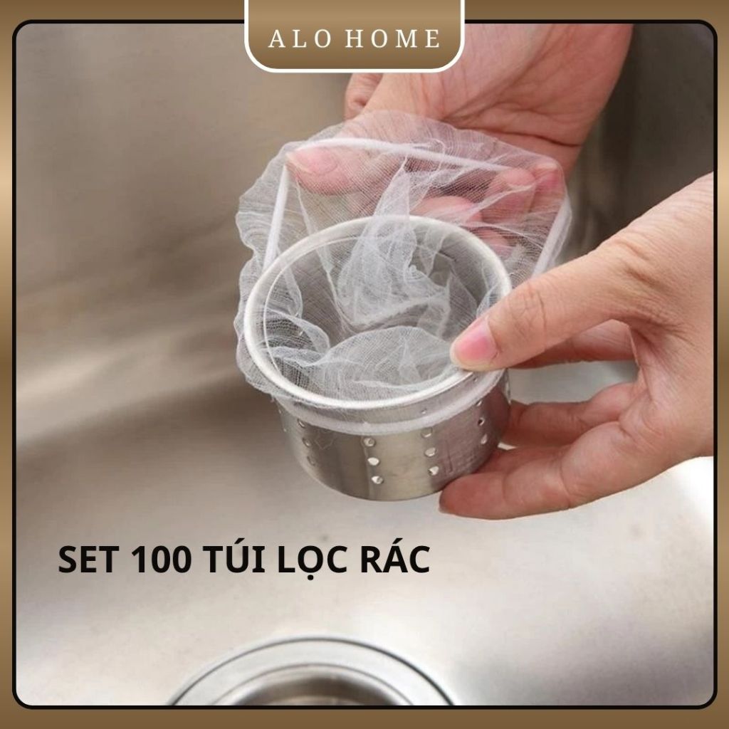 Combo 100 Túi Lưới Lọc Rác ALOHOME Cho Bồn Rửa Chén Bát Túi Lọc Rác Thoát Nước Nhà Bếp Tiện Dụng