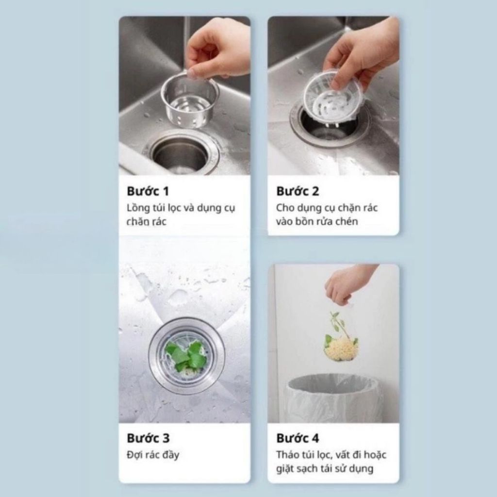 Combo 100 Túi Lưới Lọc Rác ALOHOME Cho Bồn Rửa Chén Bát Túi Lọc Rác Thoát Nước Nhà Bếp Tiện Dụng