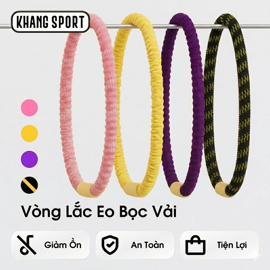 Vòng Lắc Eo Lò Xo Bọc Vải Mềm 1.5–2.5kg – Dụng Cụ Tập Gym Yoga Tại Nhà Giảm Mỡ Bụng