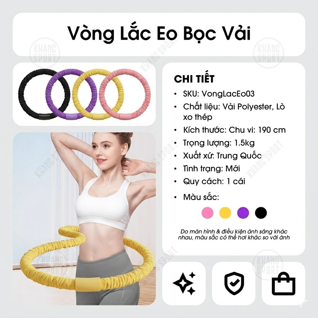 Vòng Lắc Eo Lò Xo Bọc Vải Mềm 1.5–2.5kg – Dụng Cụ Tập Gym Yoga Tại Nhà Giảm Mỡ Bụng