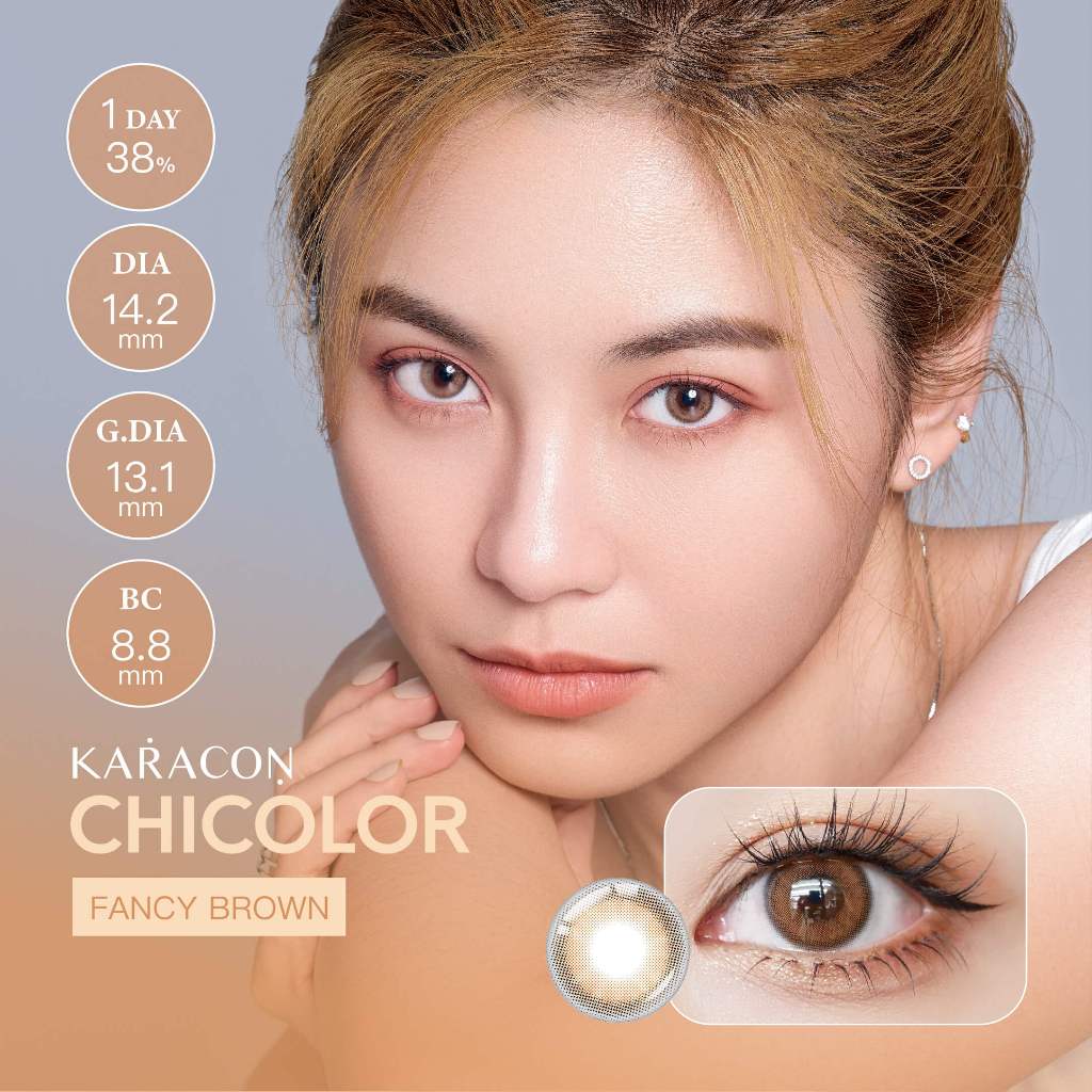 [Lens 1 Ngày] - Lens Màu Tự Nhiên - KARACON CHICOLOR - #01 Fancy Brown (2 Chiếc)