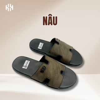 [SALE 7.7 GIẢM 30K] Dép Chữ H Quai Ngang Đế PU Quai Da Mềm Chắc Chắn Êm Chân Thời Trang Nam Size 38-44