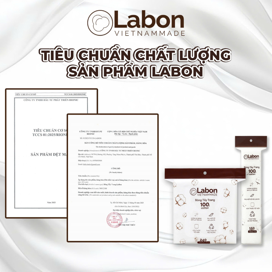Bông tẩy trang vuông Labon mềm mịn Pure Snow Cotton Pad 150 miếng, dễ dàng làm sạch lớp makeup không bị rát mặt, xơ bông
