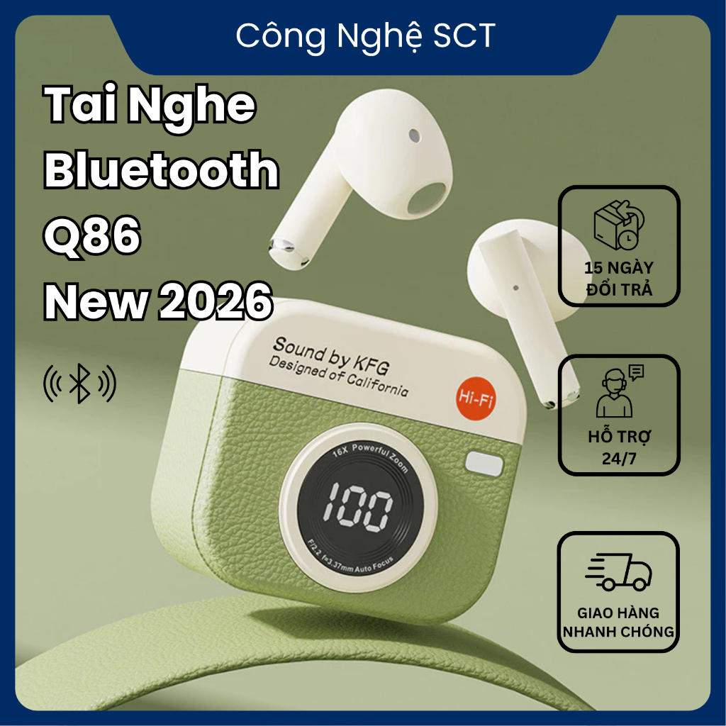 Tai Nghe Bluetooth Q86 MINI Bản 5.4 Chống Nước Tốt - Âm Thanh Sống Động Bass Cực Sâu Chuẩn Quốc Tế