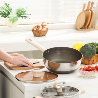 Chảo Siêu Chống Dính Titanium Aura 28cm Sâu Lòng HTA828 - Inox 316 7 Lớp, Tay Cầm Chống Nóng