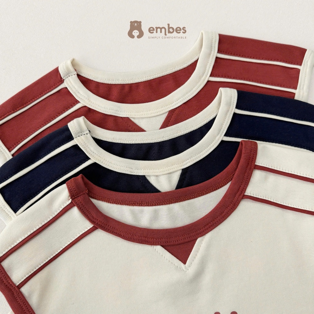Bộ Cộc Cho Bé Embes, Bộ Tank Top In Hình Phối Màu Chất Cotton Mềm Mát Cho Bé Trai Size Từ 8-17Kg