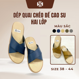 [SALE 7.7 GIẢM 30K] Dép quai chéo nam da mềm đế cao su 2 lớp chống trơn trượt, êm chân nhiều màu size 38-44