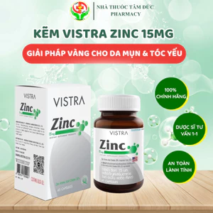 Kẽm Vistra Zinc 15mg Amino Acid Chelate - Hỗ Trợ Tiêu Hóa, Nhanh Lành Tổn Thương & Tăng Cường Hệ Miễn Dịch