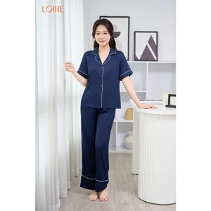 Đồ Ngủ Nữ Pijama Loirechic Lụa Trơn Tay Ngắn Quần Dài Thanh Lịch Thoải Mái FDMN250318
