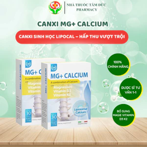 Canxi MG+ Calcium Canxi Sinh Học Lipocal Dành Cho Phụ Nữ Có Thai, Trẻ Đang Phát Triển, Người Loãng Xương (30V) - Italy