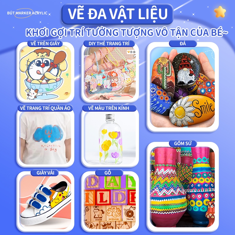 Bút acrylic Mesibo 80 màu dung tích lớn, đầu mềm dễ rửa, không thấm giấy, chuyên vẽ graffiti