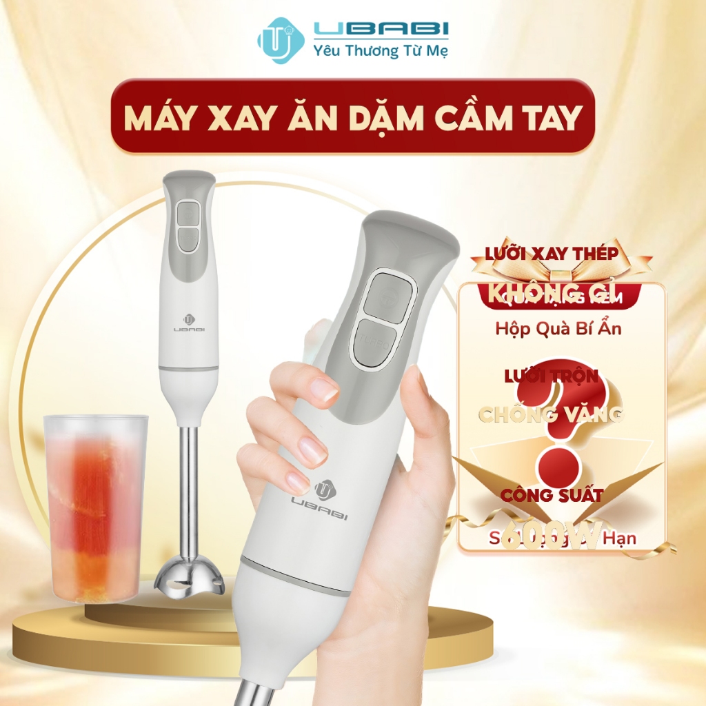 [CÓ HÀNG 01/06] Máy Xay Ăn Dặm Cho Bé Ubabi UB-CT001 Máy Xay Cầm Tay Đa Năng Trộn Thực Phẩm 600W 2 Chế Độ Xay Nhanh