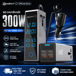 Màn hình lớn Bộ biến tần ô tô 300W Chuyển 12V /220V LCD cảm ứng 1 chạm 6 cổng sạc nhanh