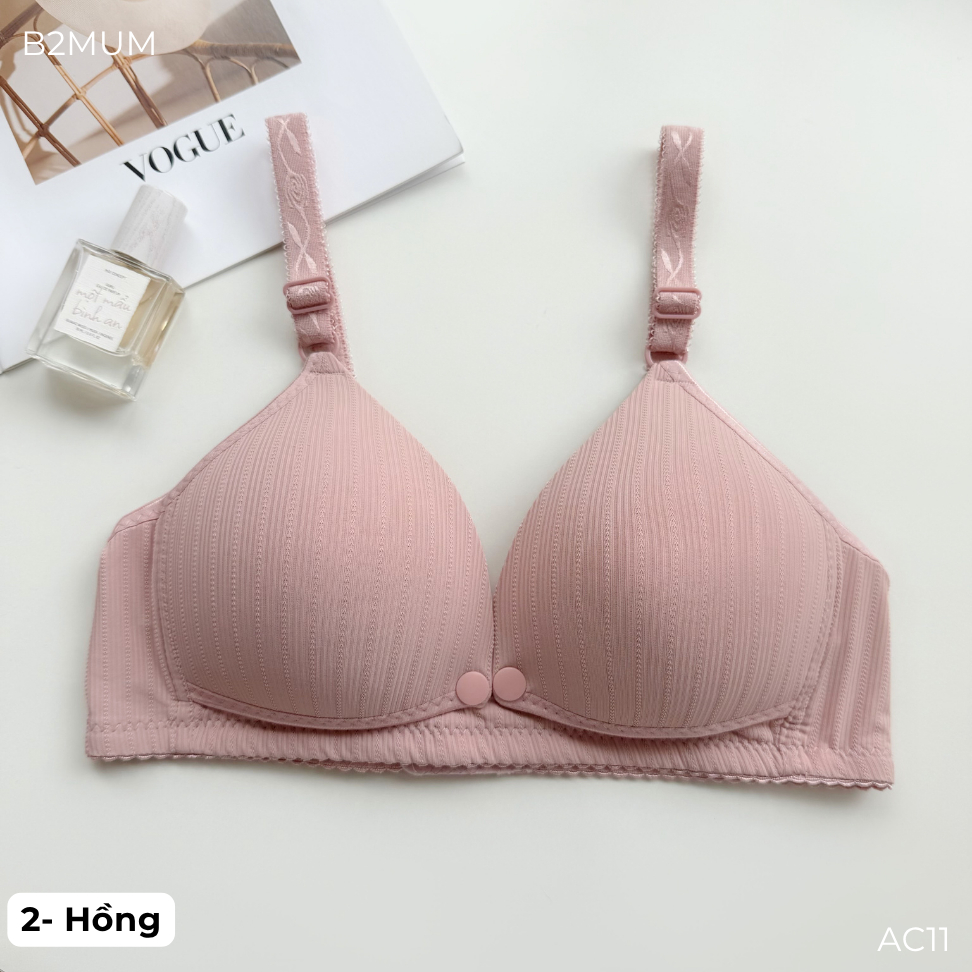 Áo Lót Bầu Và Sau Sinh Chất Lụa Tăm Mềm Mịn, Có Cúc Mở Ngực Cho Bé Ti – Nâng Đỡ Êm Ái, Thoải Mái Hằng Ngày AC11 B2MUM
