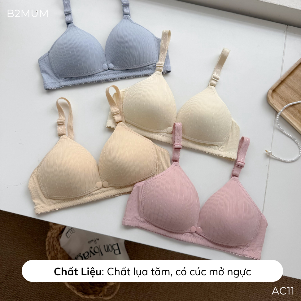 Áo Lót Bầu Và Sau Sinh Chất Lụa Tăm Mềm Mịn, Có Cúc Mở Ngực Cho Bé Ti – Nâng Đỡ Êm Ái, Thoải Mái Hằng Ngày AC11 B2MUM