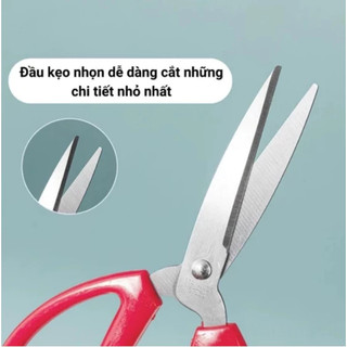 Kéo cắt thực phẩm inox cán nhựa đỏ đa năng dụng cụ nhà bếp cao cấp siêu bền dễ sử dụng