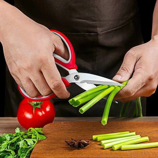 Kéo cắt thực phẩm inox cán nhựa đỏ đa năng dụng cụ nhà bếp cao cấp siêu bền dễ sử dụng