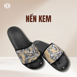 [SALE 7.7 GIẢM 30K] Dép Quai Ngang Nam Nữ Họa Tiết Loang Đế PU Chống Trượt, Quai Da In 4D Viền Vải Chắc Chắn