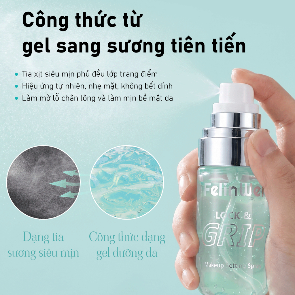 FelinWel - Xịt Khoá Makeup Lâu Trôi Chống Mồ Hôi & Kháng Nước, Khoá Nền Bền Chặt Tức Thì, Phù Hợp Mọi Loại Da, 60ml