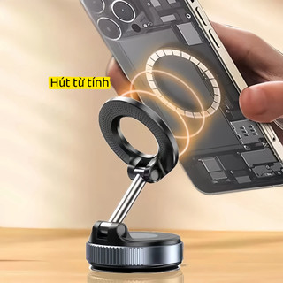 Giá đỡ điện thoại ô tô nam châm – Thiết kế gấp gọn, xoay 360 độ, đa năng cho gương/kính/taplo