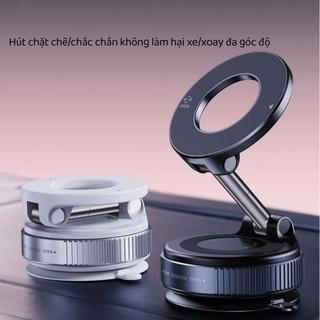 Giá đỡ điện thoại ô tô nam châm – Thiết kế gấp gọn, xoay 360 độ, đa năng cho gương/kính/taplo