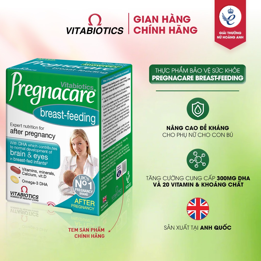 Thực Phẩm Bảo Vệ Sức Khỏe PREGNACARE Breast-feeding Bổ Sung Vitamin Cho Phụ Nữ Cho Con Bú 84 Viên Vitabiotics