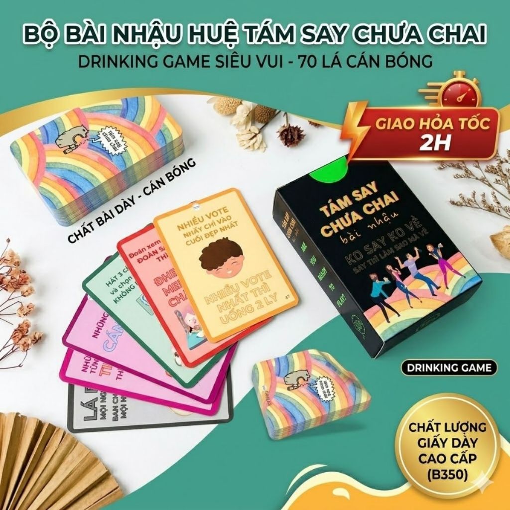 Bộ Bài Nhậu Huệ Tám Say Chưa Chai Ko Say Ko Về Still Sober Giấy Cứng Loại Dày The Kas