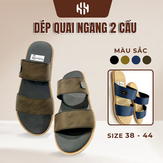 [SALE 7.7 GIẢM 30K] Dép nam hai quai ngang cầu đế cao su hai lớp chống trơn trượt, quai da mềm trẻ trung