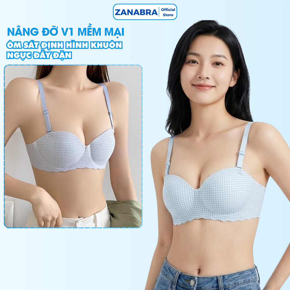 [Hàng Mới Về] Áo Ngực Nữ, Áo Lót Nữ đúc su ZANABRA không gọng cúp ngang đệm bàn tay nâng ngực chống xệ A923