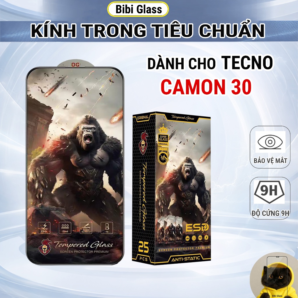 Kính cường lực Tecno Camon 30 chiến binh full màn miếng dán bảo vệ điện thoại bibi