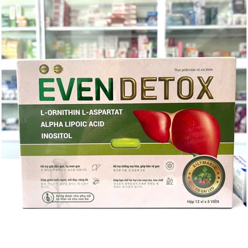 Even Detox Viên Uống Bảo Vệ Gan Tăng Cường Chức Năng Gan Với L-Ornithin L-Aspartat Alpha Lipoic Acid Inositol 60 Viên