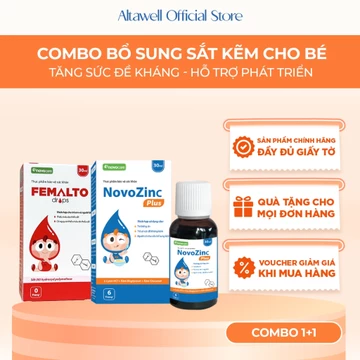 [Chính Hãng] Combo Sắt Kẽm Cho Bé Femalto Drops, NovoZinc Plus Giúp Bé Ăn Ngon, Tăng Đề Kháng - TPBVSK Combo 2 Chai