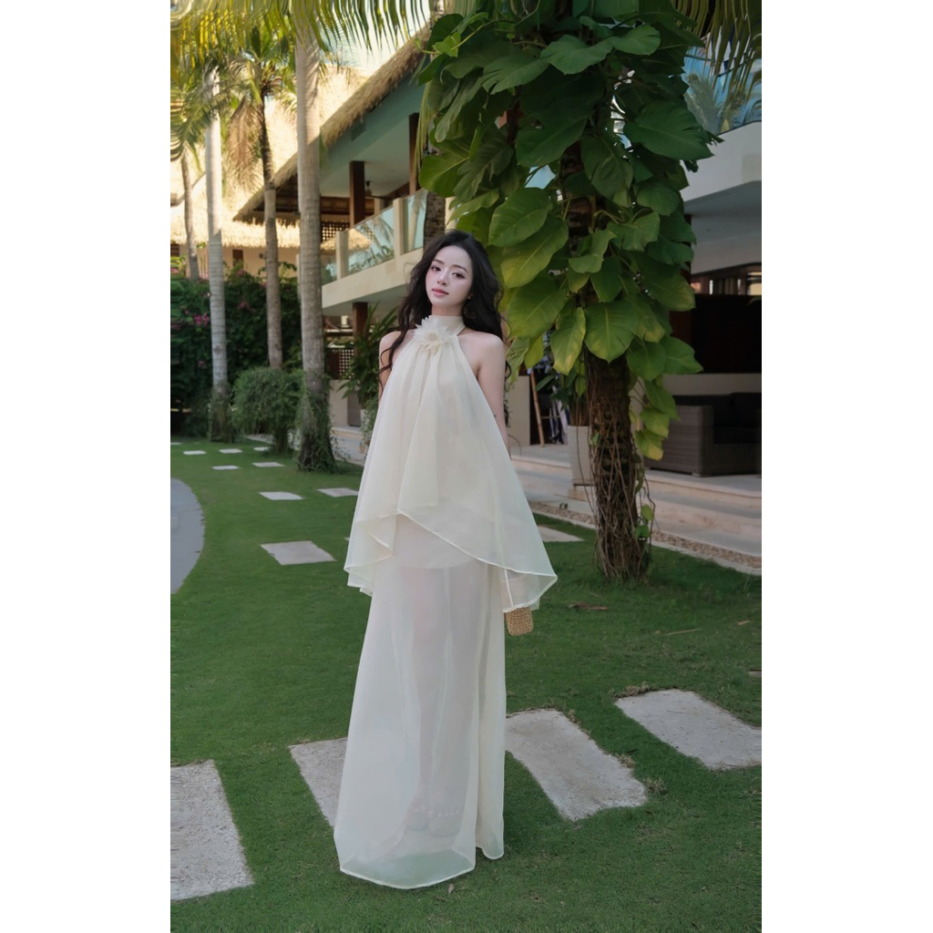 LASY Thời Trang Nữ| Set Áo Yếm Hở Lưng Thắt Nơ + Chân Váy Dài