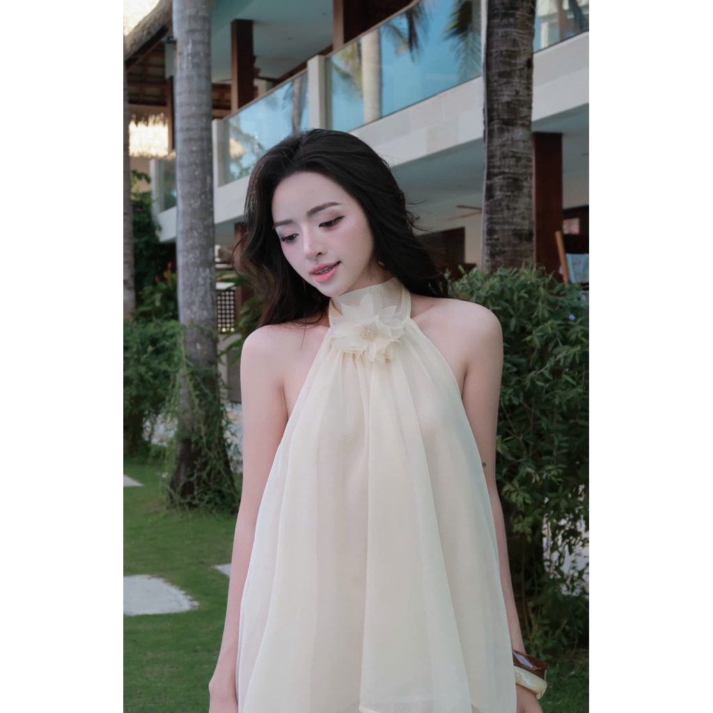 LASY Thời Trang Nữ| Set Áo Yếm Hở Lưng Thắt Nơ + Chân Váy Dài