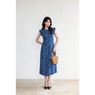 SWANLAKE | Váy Đầm Nữ Chiết Eo Tôn Dáng Vải Linen Bông Cổ Tròn Tay Cánh Tiên Thanh Lịch D13642