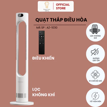 Quạt Tháp Điều Hòa AZ-1030 Energy Green Lighting Không Cánh - Công Suất 20W - Độ Ồn Thấp , Quạt Cây Đứng Mát - BH 1 Năm